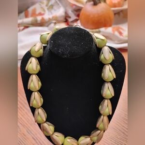 Designer LENORA DAME Iconic dangle Tulip Pendant Necklace Statement Folk Vintage